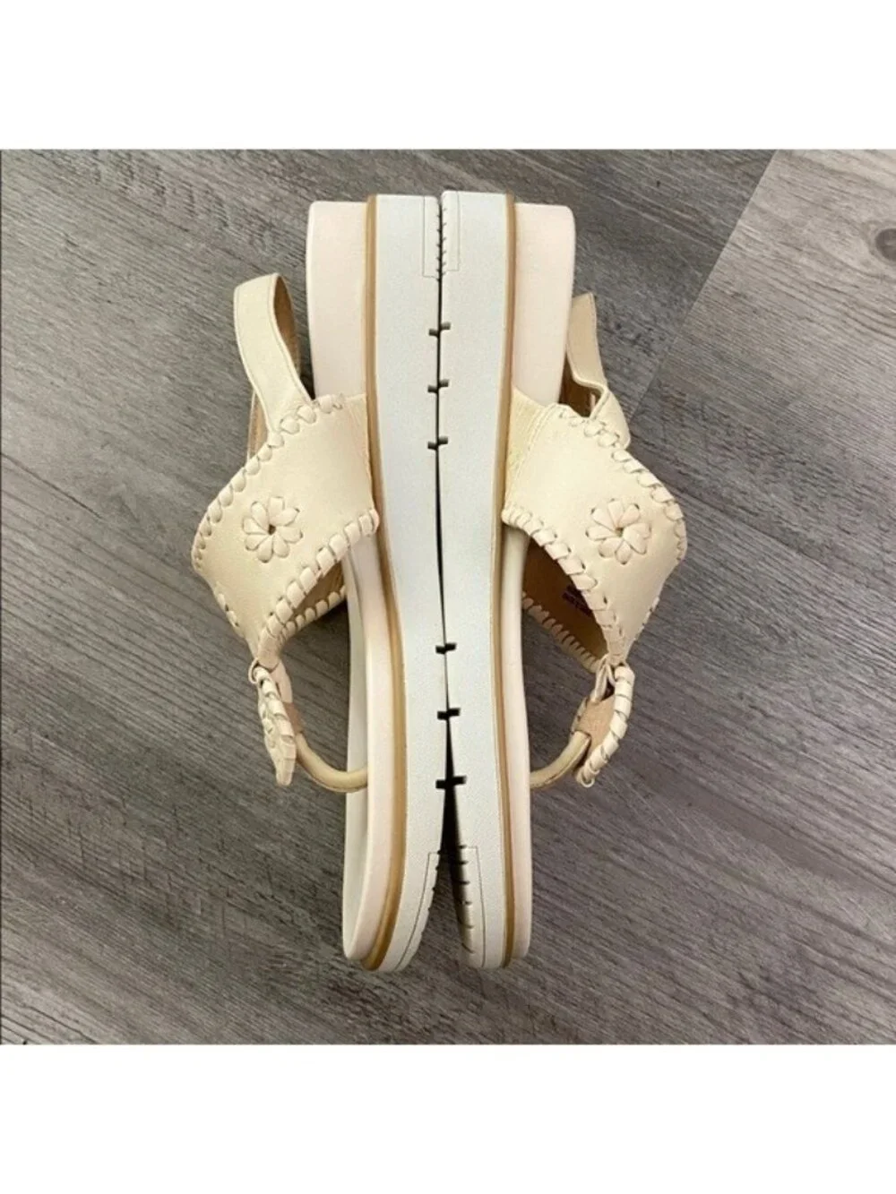 JACK ROGERS Jacks Weekend Slingback Sandal Cream Leather Resort $138 Women's 6.5